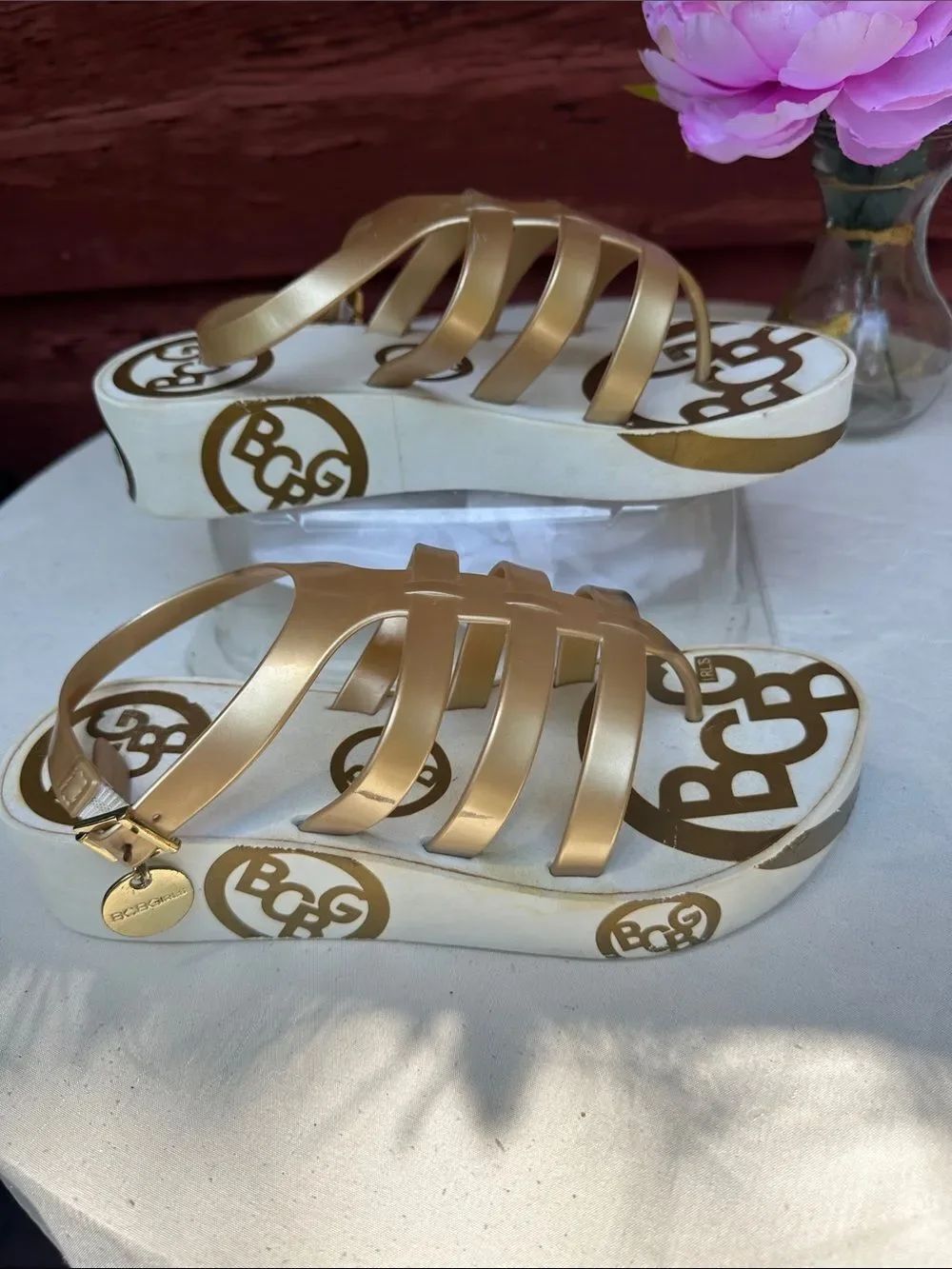 BCBGirls Metallic Gold  Sandals - Picture 7 of 9